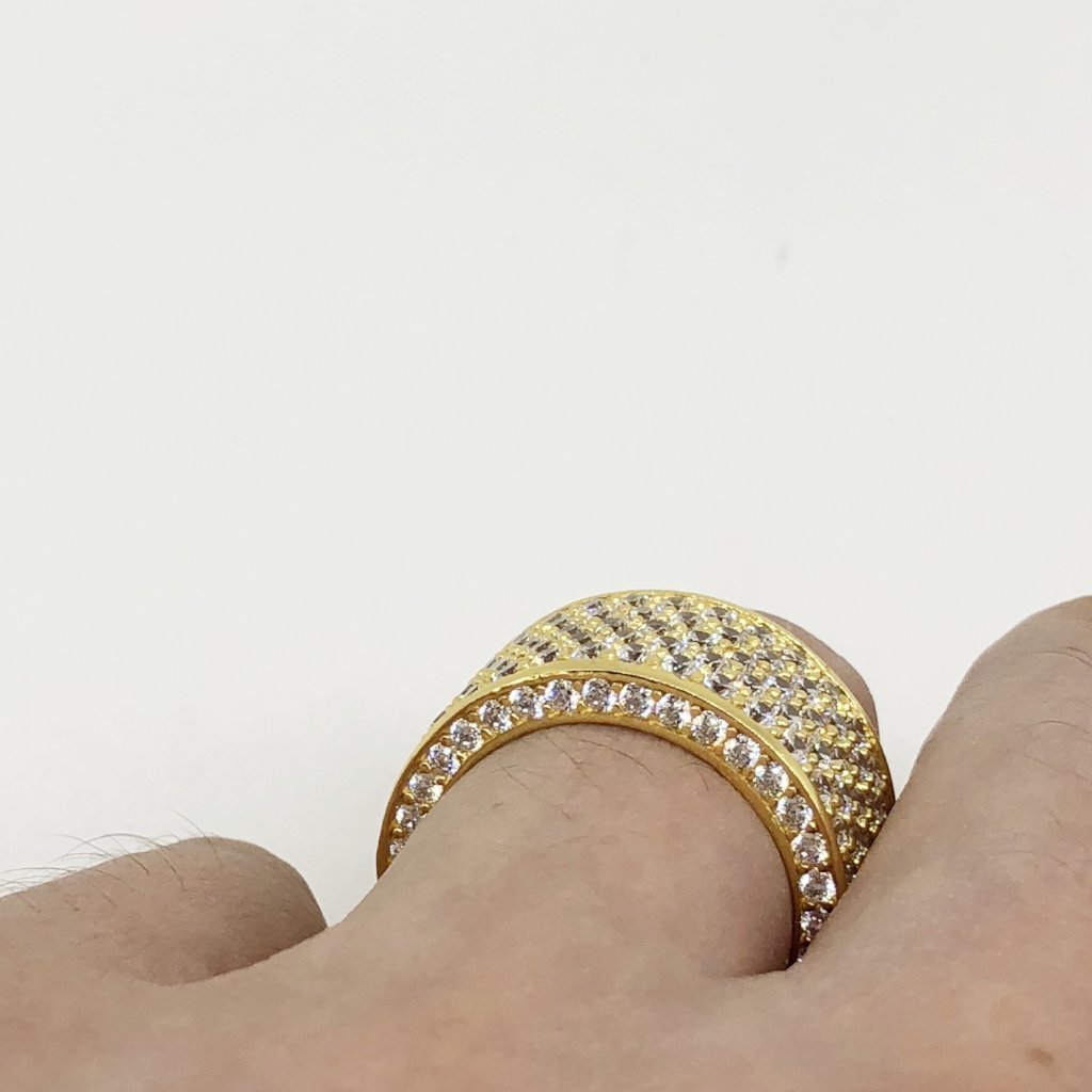 .925 Silver Thick 360 Eternity Band CZ Gold Bling Ring