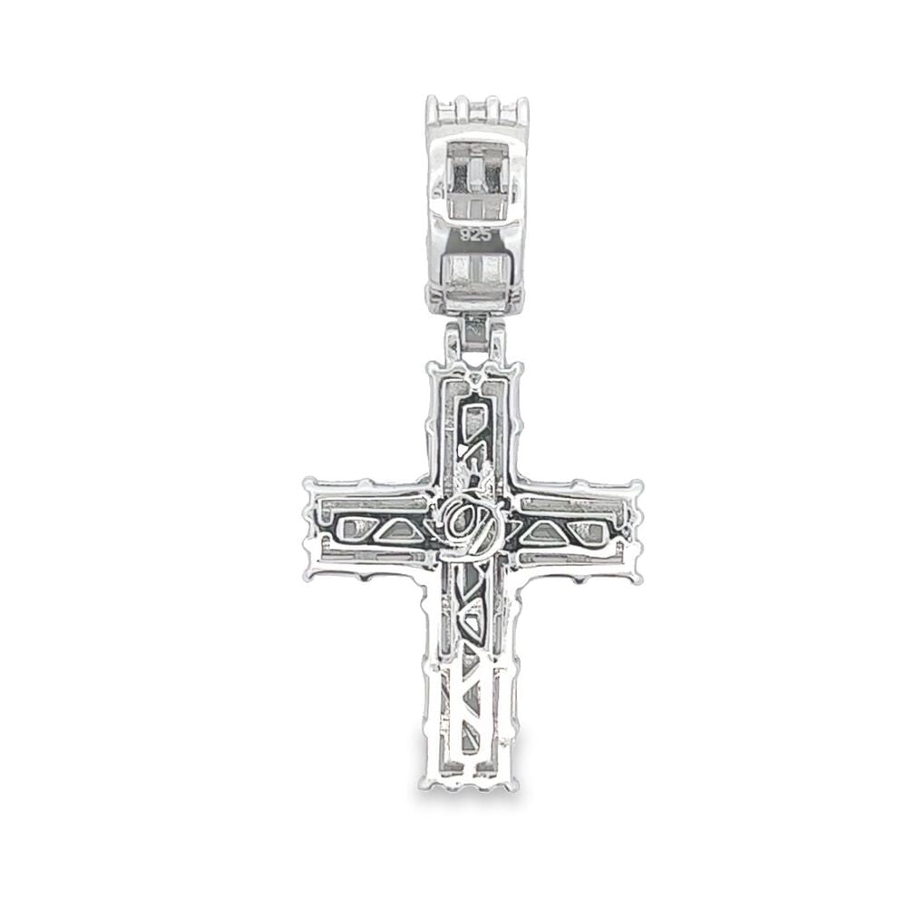 .925 Silver Triple Baguette CZ Iced Out Pendant