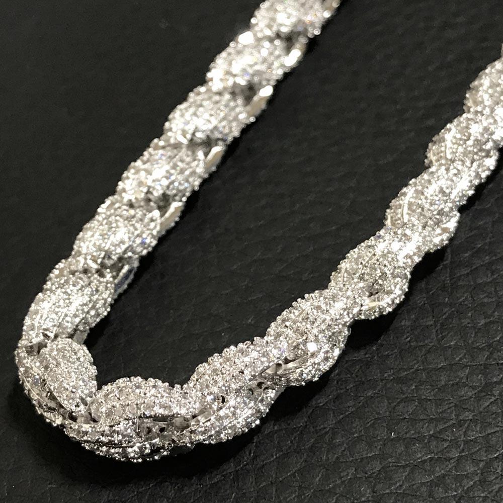 .925 Sterling Silver Bling Bling Rope Chain CZ 8MM