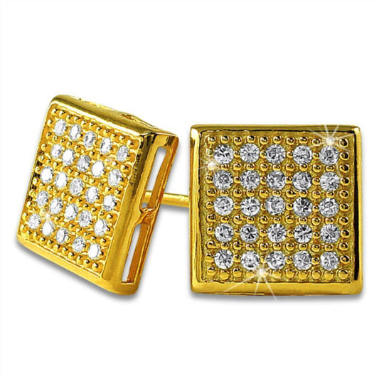 .925 Sterling Silver Box CZ Earrings | 5 Colors | 6 Sizes
