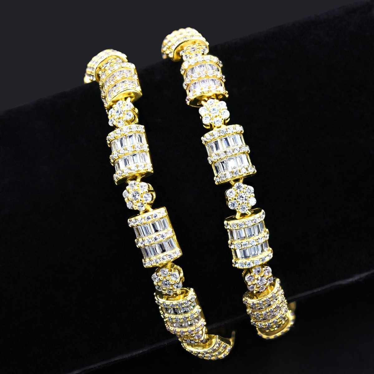 .925 Sterling Silver Cluster & Baguette Dome CZ Iced Out Chain