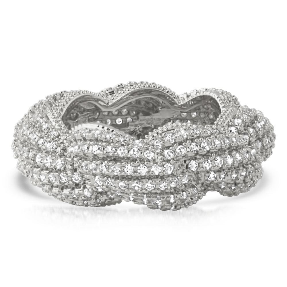 .925 Sterling Silver French Rope Eternity CZ Bling Ring