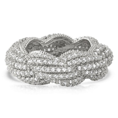 .925 Sterling Silver French Rope Eternity CZ Bling Ring