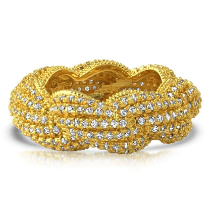 .925 Sterling Silver French Rope Eternity CZ Bling Ring