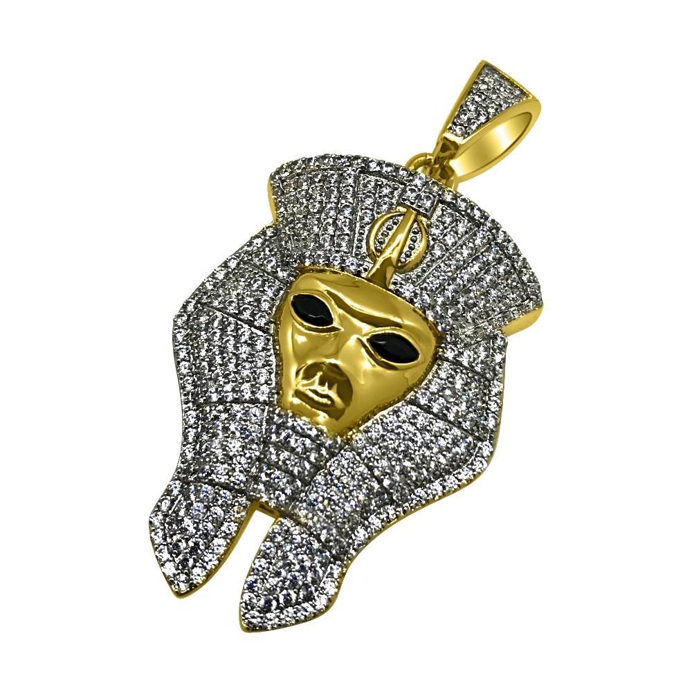 .925 Sterling Silver Pharaoh CZ Bling Bling Pendant