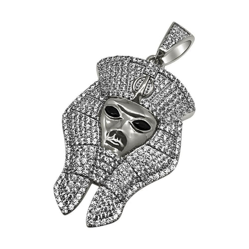 .925 Sterling Silver Pharaoh CZ Bling Bling Pendant