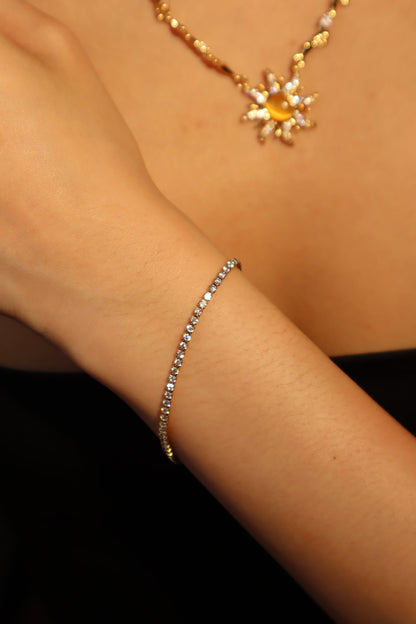 18K Gold Stainless Steel Multi Diamond Tennis Bracelet