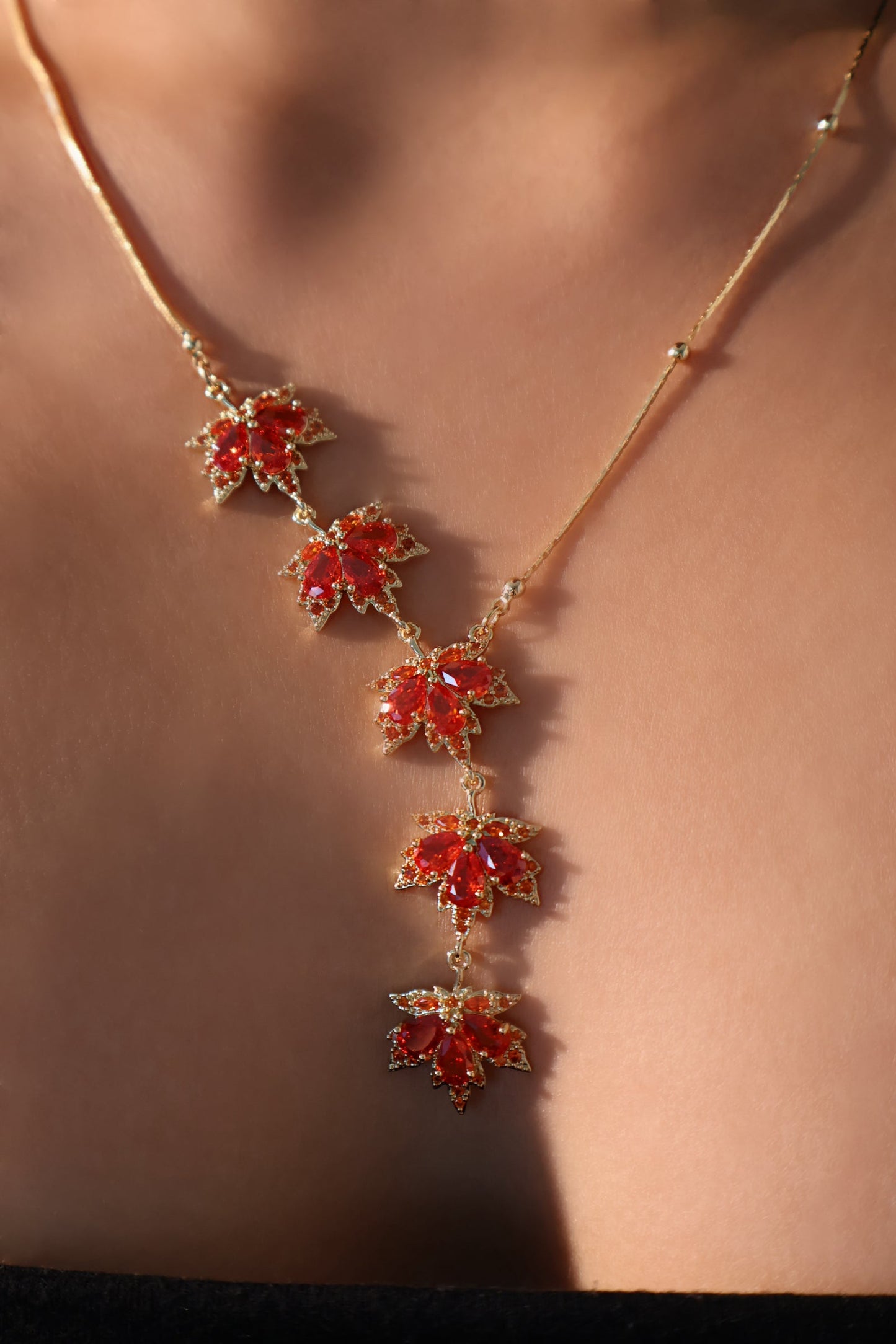 14K Real Gold Plated Maple Leaves Necklace
