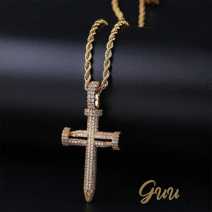 18K Gold-Plated AAA CZ Cross Pendant