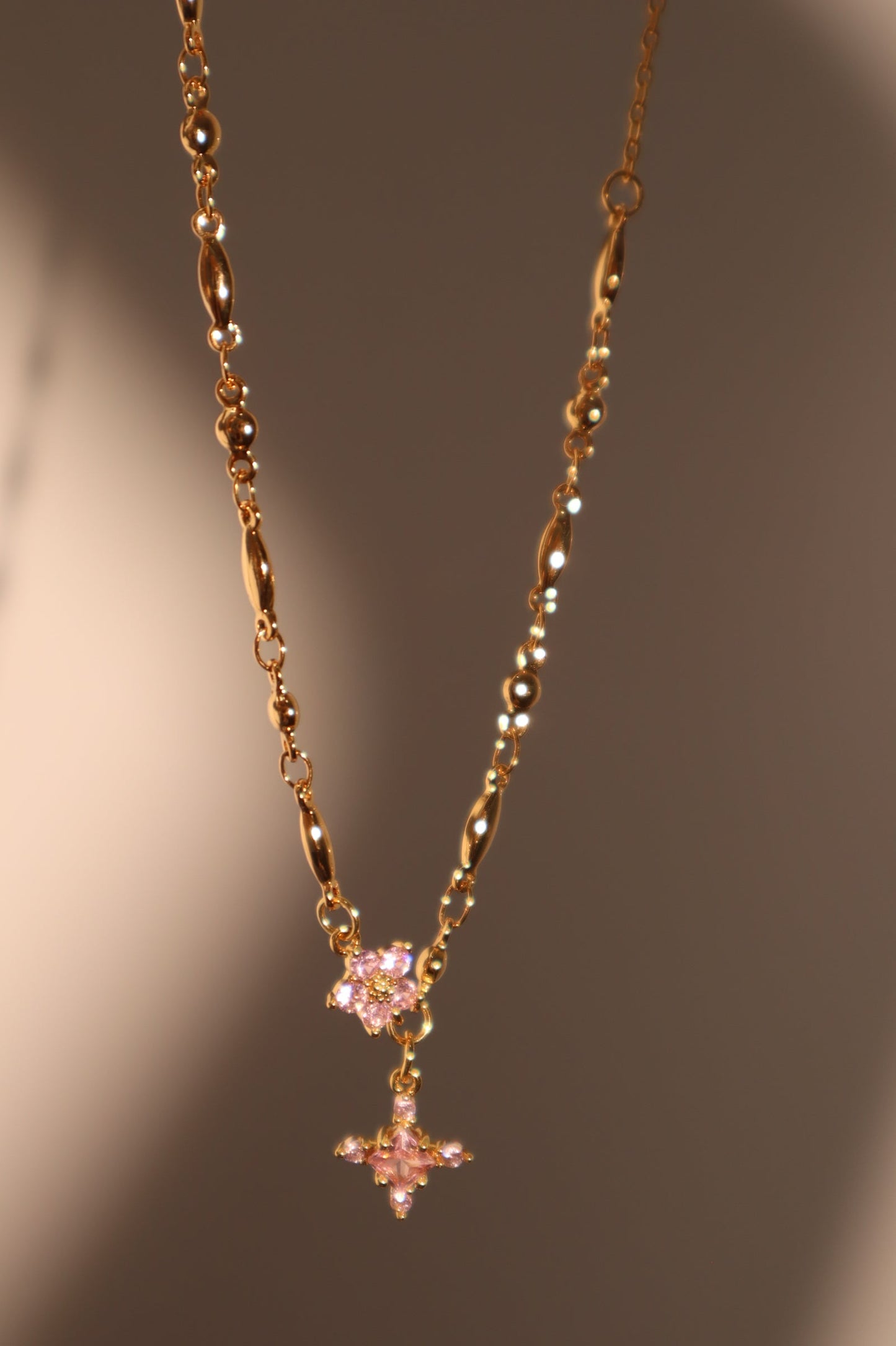 18K Real Gold Plated Tourmaline Starlight Cross Necklace