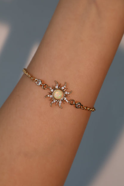 18K Real Gold Plated White Opal Sun Bracelet