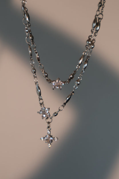 Palladium White Gold Plated Starlight Bloom Necklace