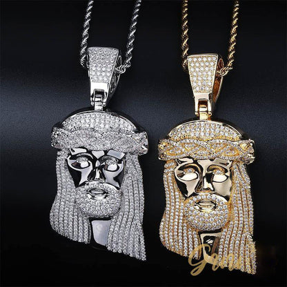 18K Gold-Plated AAA CZ Retro Jesus Pendant