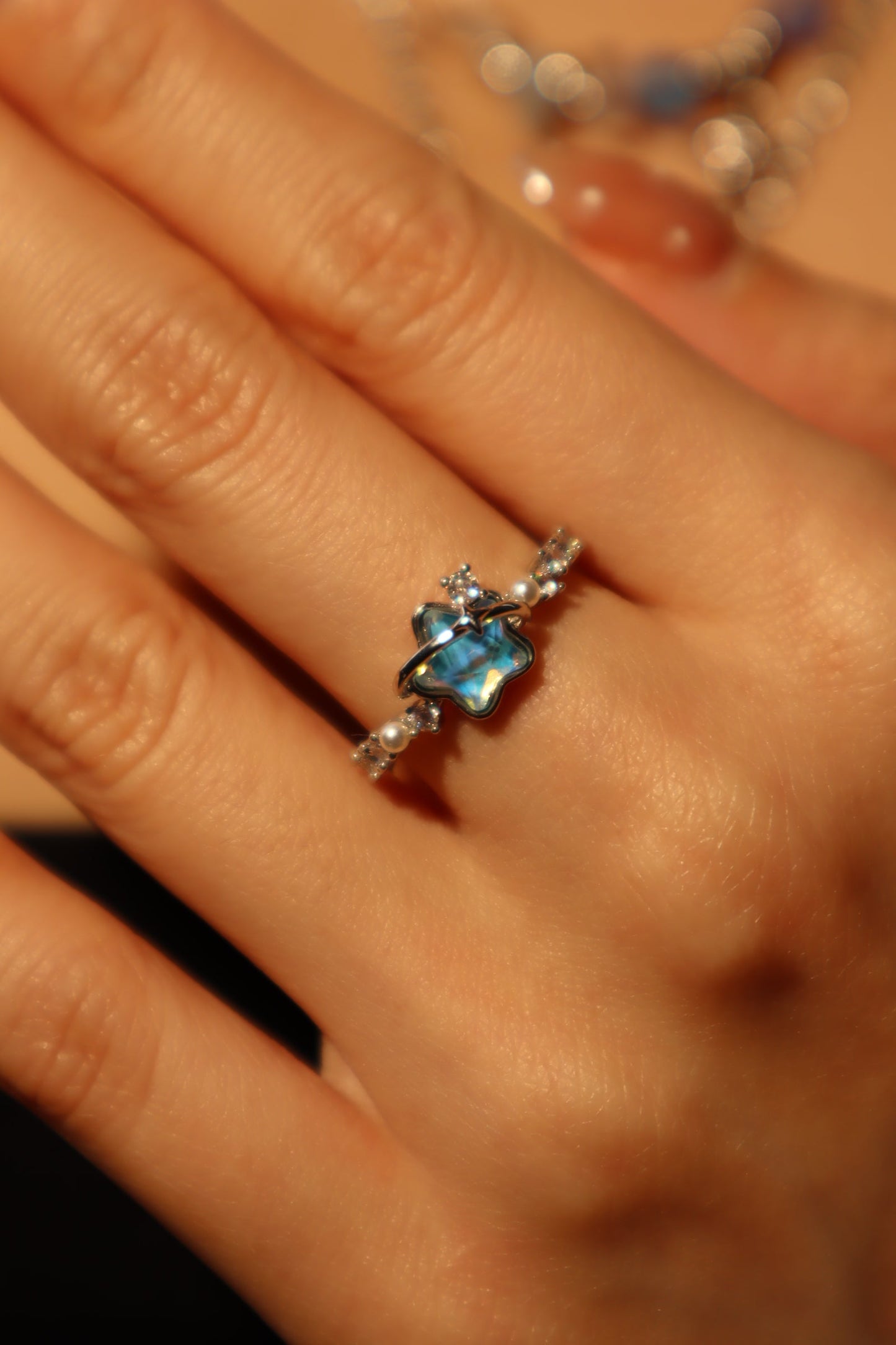 Blue Star Pearl Ring