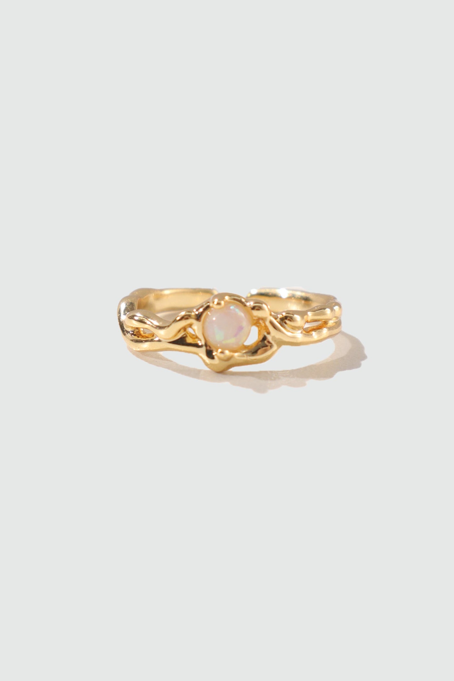 18K Real Gold Plated White Opal Ring