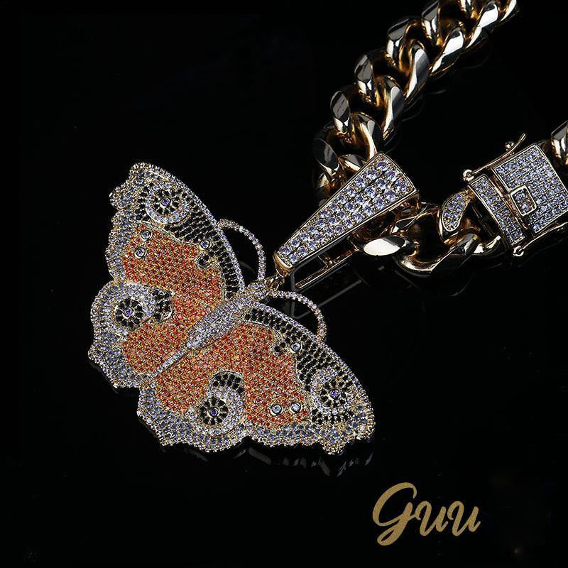18K Gold-Plated Micro Inlay  AAA CZ Butterfly Pendant