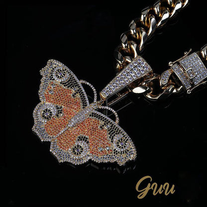 18K Gold-Plated Micro Inlay  AAA CZ Butterfly Pendant