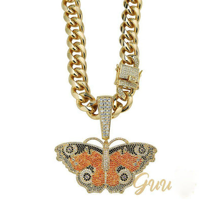 18K Gold-Plated Micro Inlay  AAA CZ Butterfly Pendant