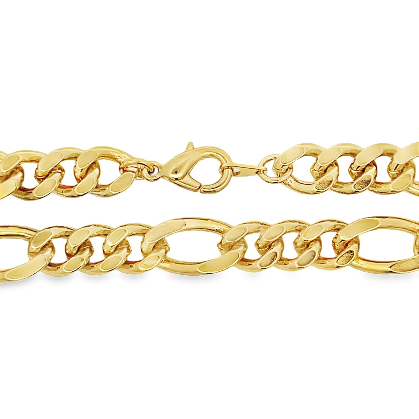9mm Figaro Gold Plated Hip Hop Chain Necklace - 24 Inch