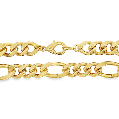 9mm Figaro Gold Plated Hip Hop Chain Necklace - 24 Inch