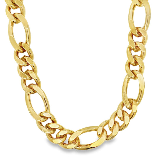 9mm Figaro Gold Plated Hip Hop Chain Necklace - 24 Inch