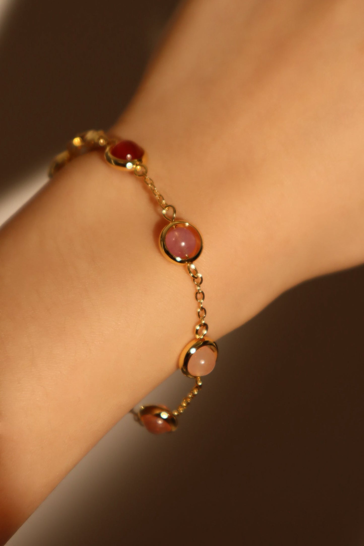 18K Real Gold Plated Multi Color Moonstones Bracelet