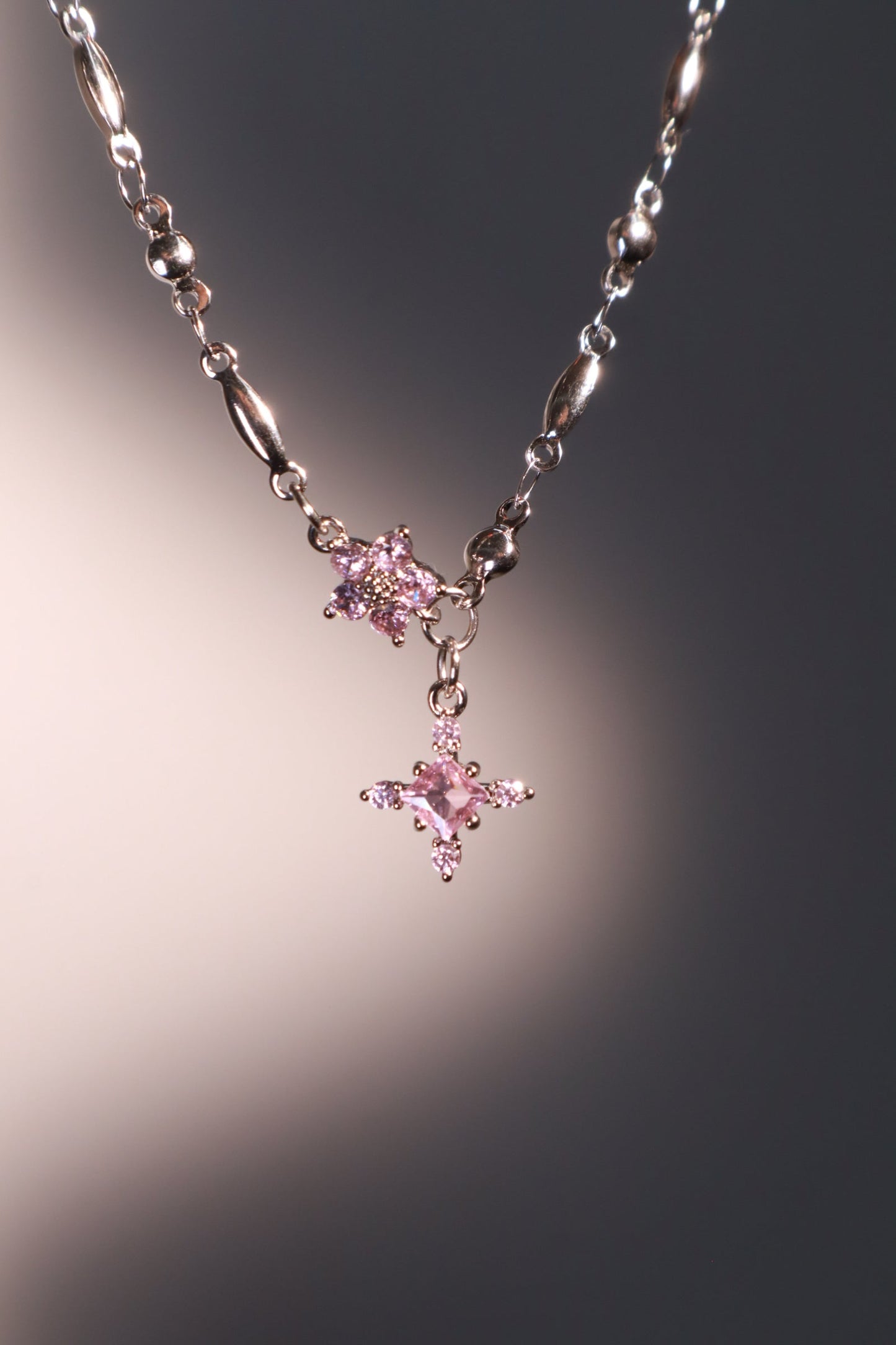Palladium White Gold Plated Tourmaline Starlight Cross Necklace