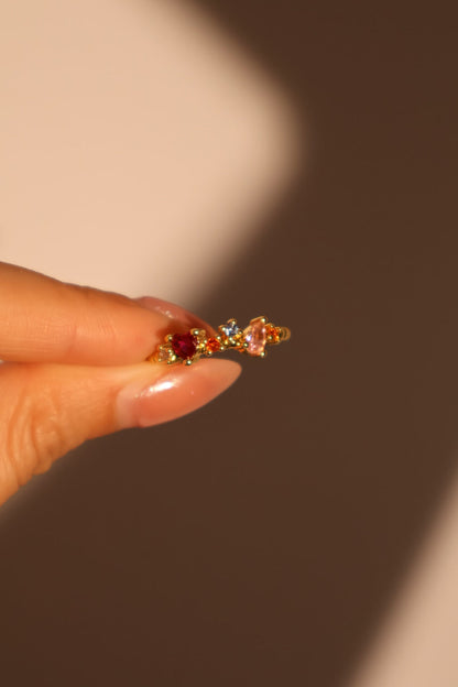 20K Real Gold Plated Color Gem Ring