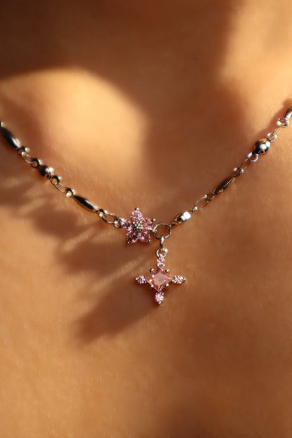 Palladium White Gold Plated Tourmaline Starlight Cross Necklace