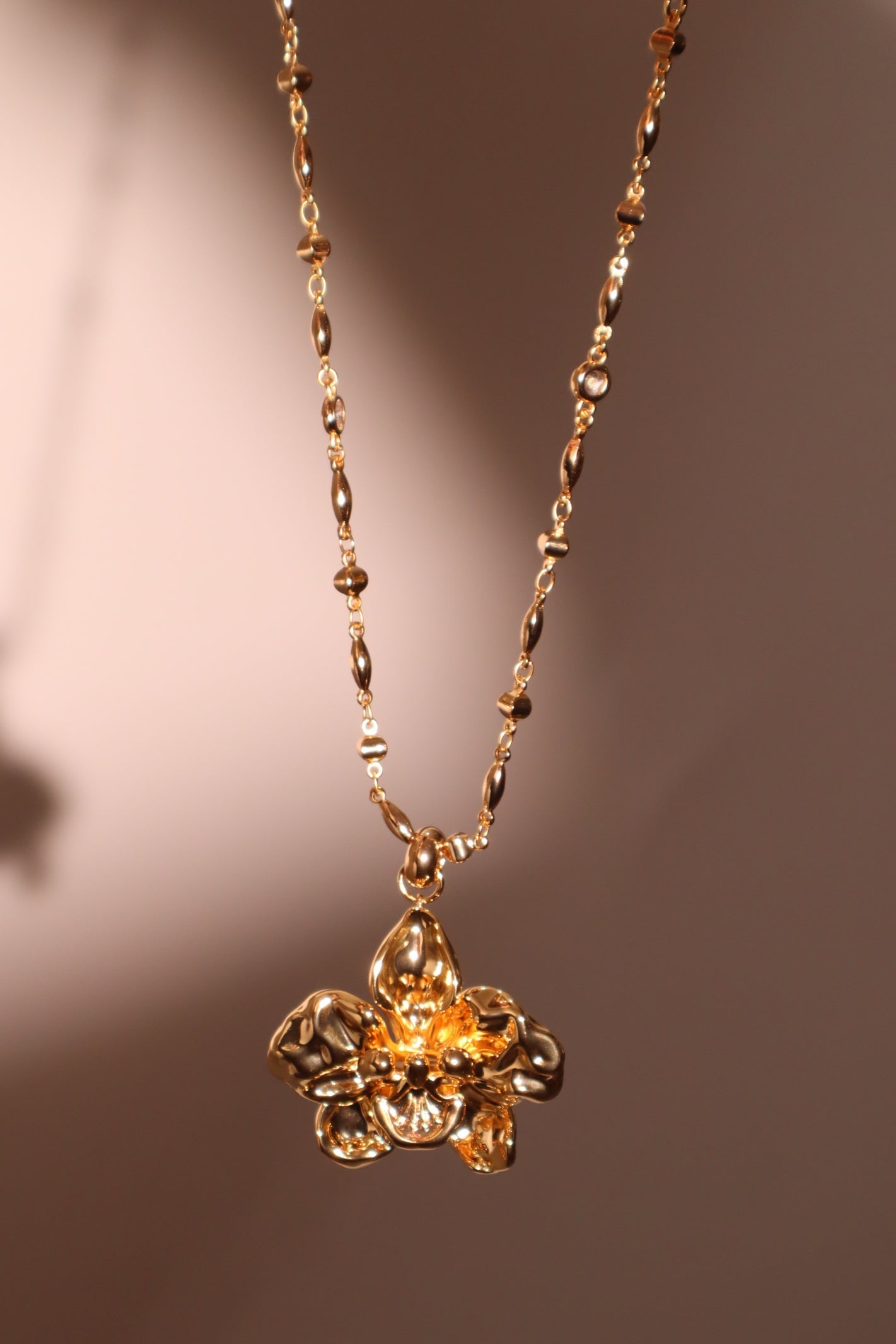 18K Real Gold Plated Orchid Necklace