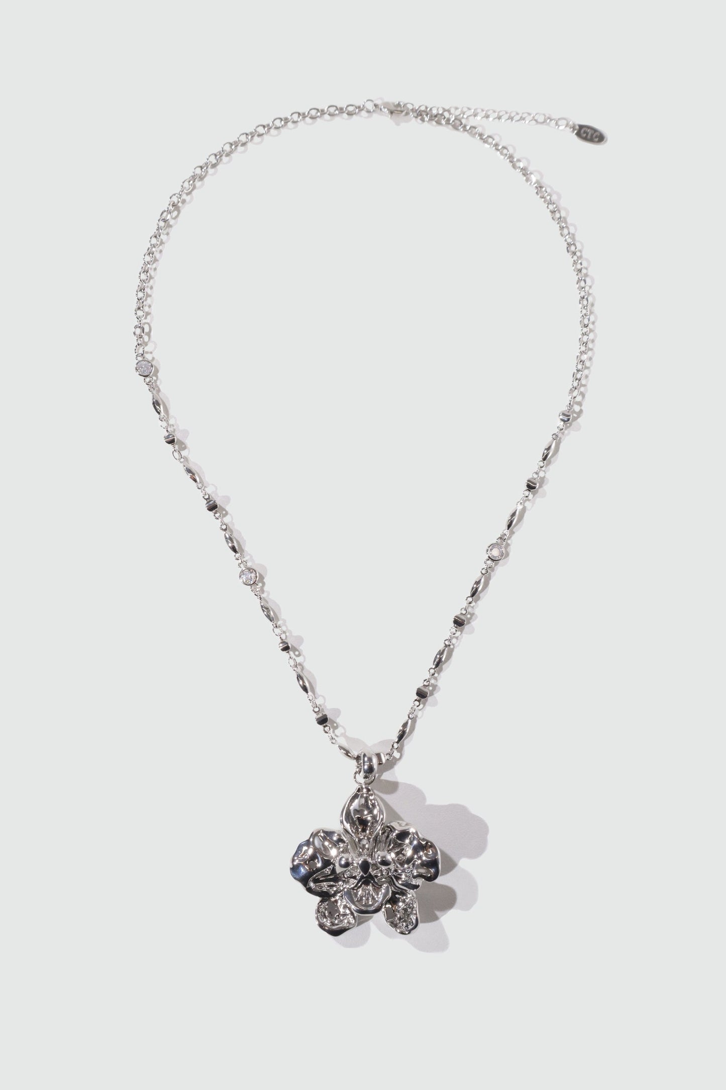 Palladium White Gold Plated Orchid Necklace
