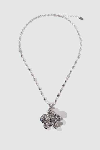 Palladium White Gold Plated Orchid Necklace