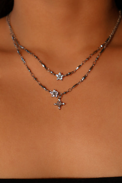 Palladium White Gold Plated Starlight Bloom Necklace