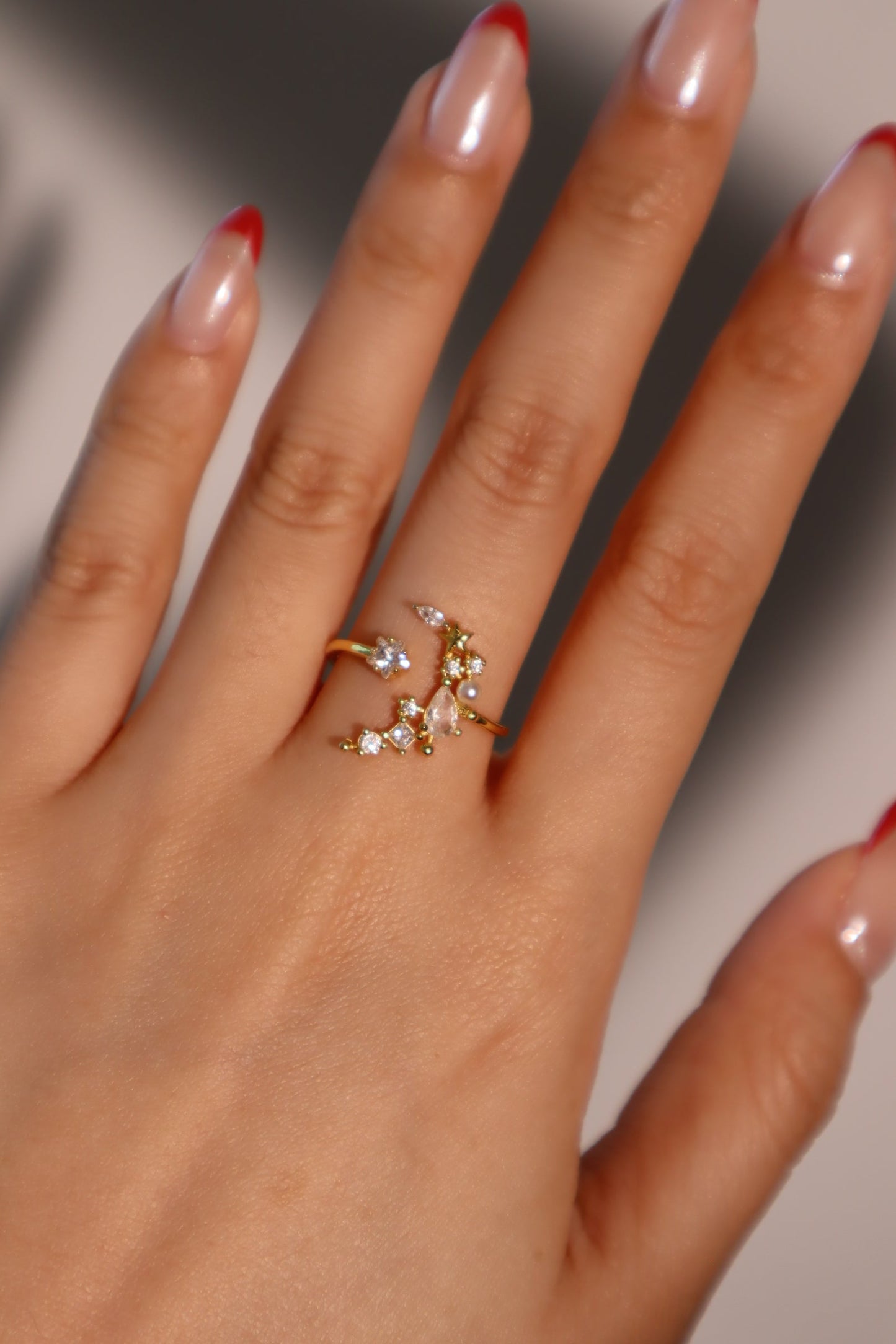 14K Real Gold Plated Moon Star Ring