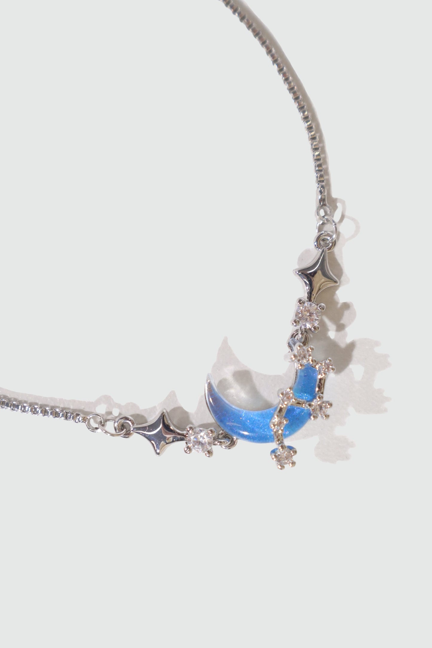 Palladium White Gold Plated Moonstone Moon Star Bracelet