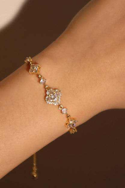 14K Real Gold Plated Diamond Starlight Petal Bracelet