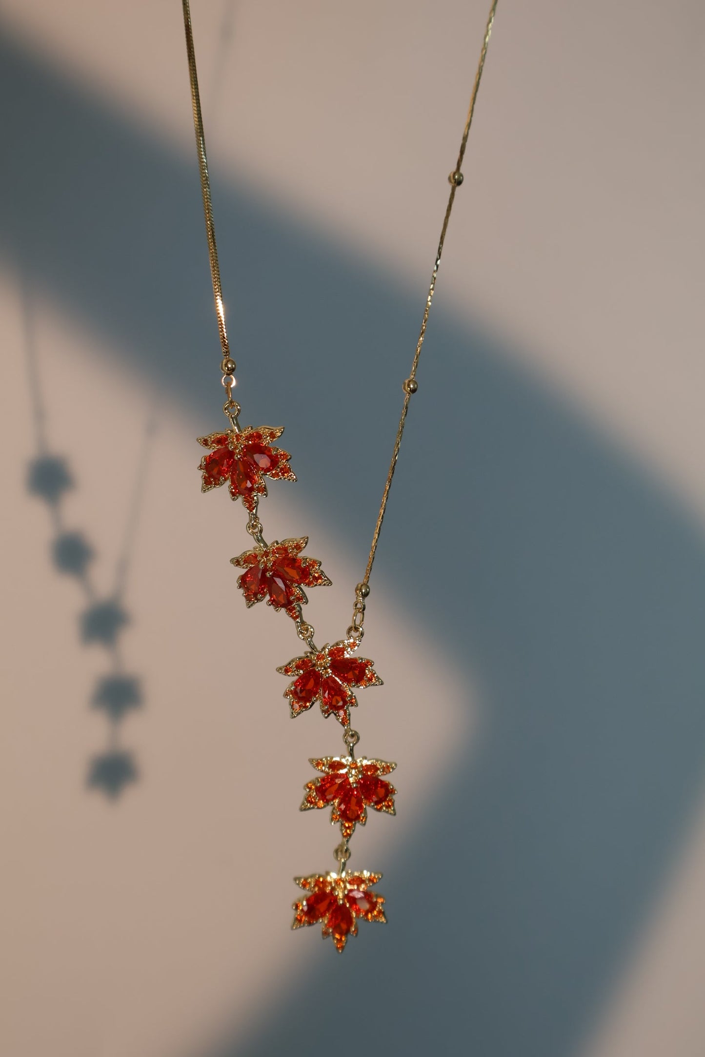 14K Real Gold Plated Maple Leaves Necklace