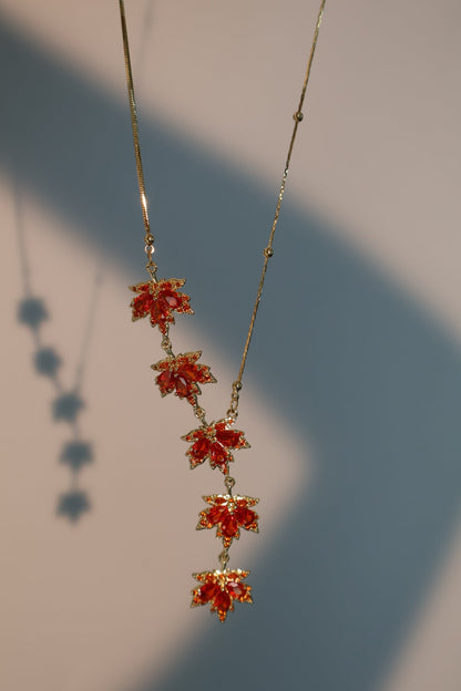 14K Real Gold Plated Maple Leaves Necklace