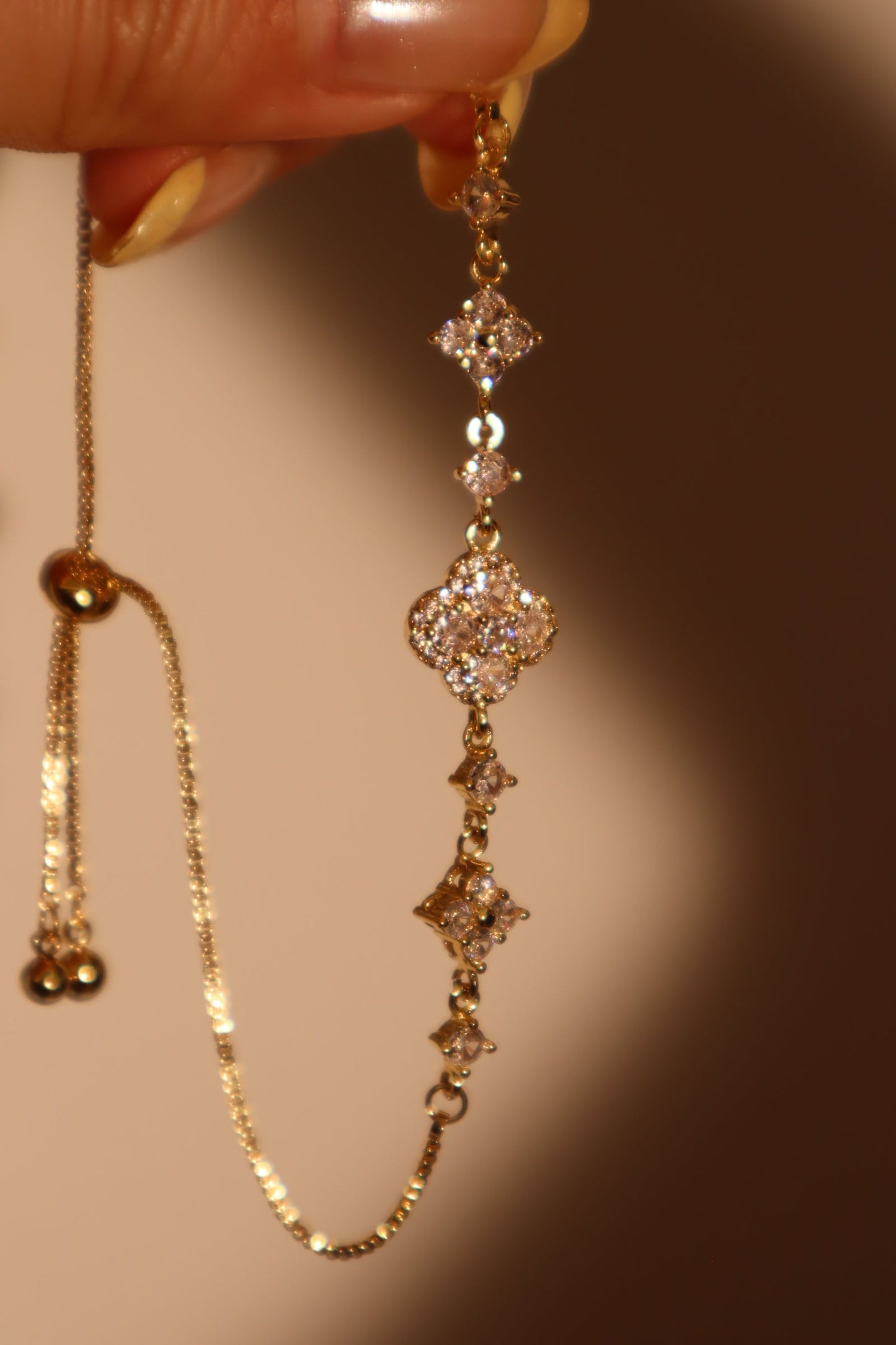 14K Real Gold Plated Diamond Starlight Petal Bracelet
