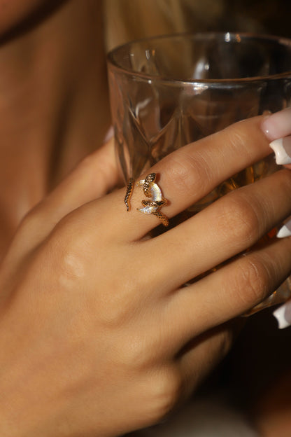 20K Real Gold Plated Moon Snake Ring