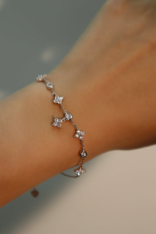 925 Sterling Silver Multi Starlight Petal Bracelet
