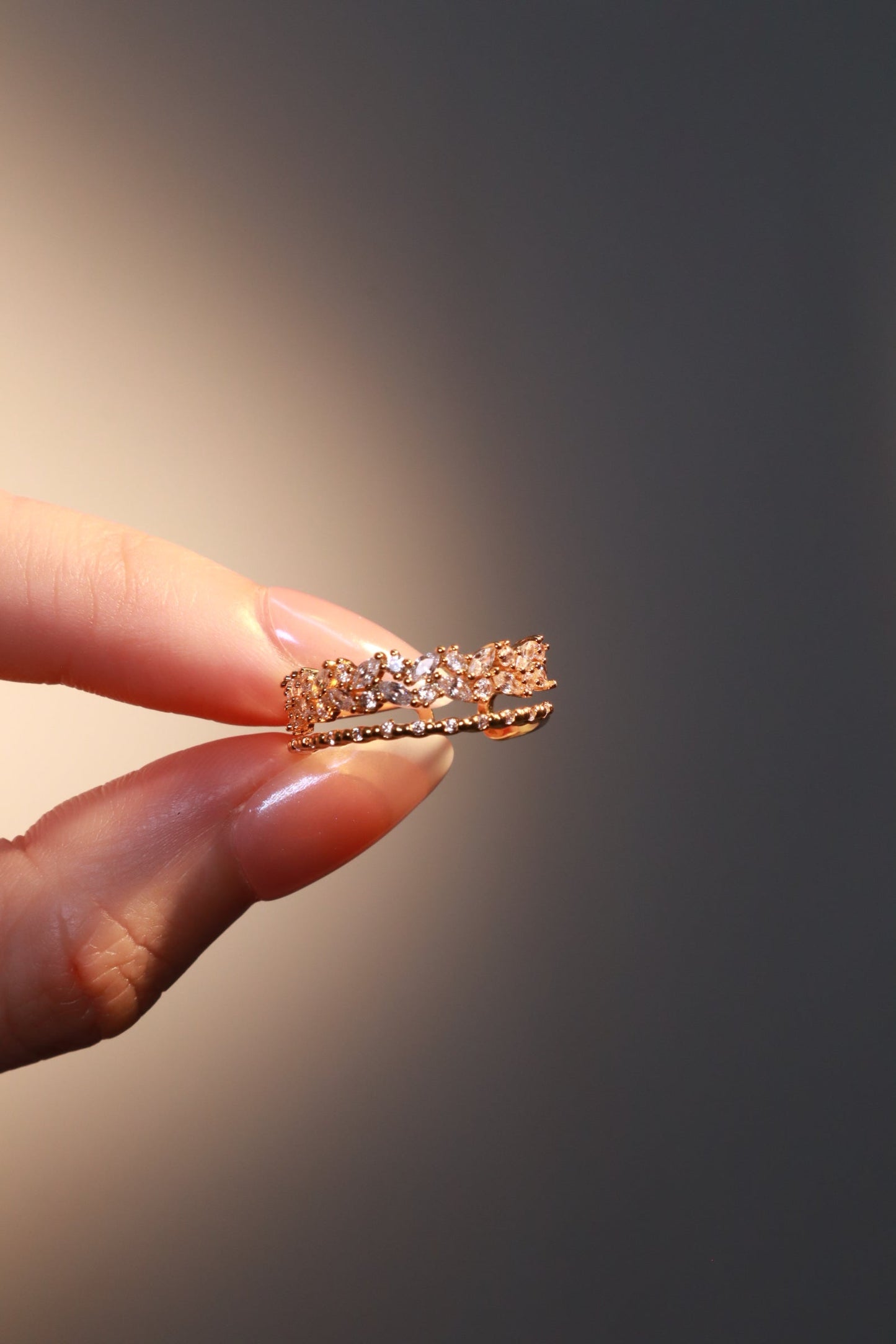 18K Real Gold Plated Thick Layers Diamond Ring