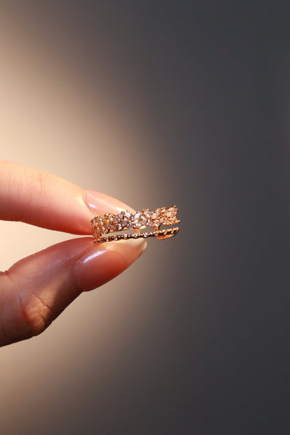 18K Real Gold Plated Thick Layers Diamond Ring