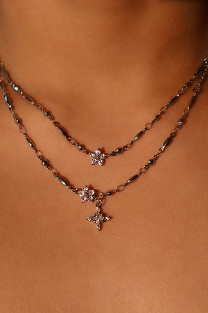 Palladium White Gold Plated Starlight Bloom Necklace