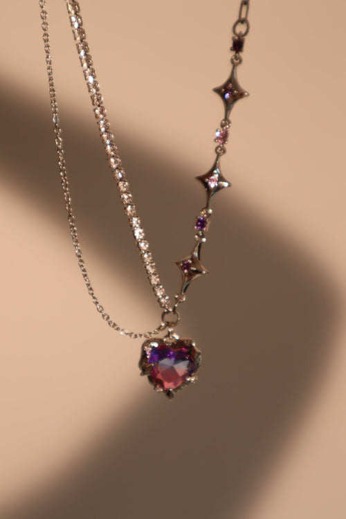 Palladium White Gold Plated Gradient Heart Necklace