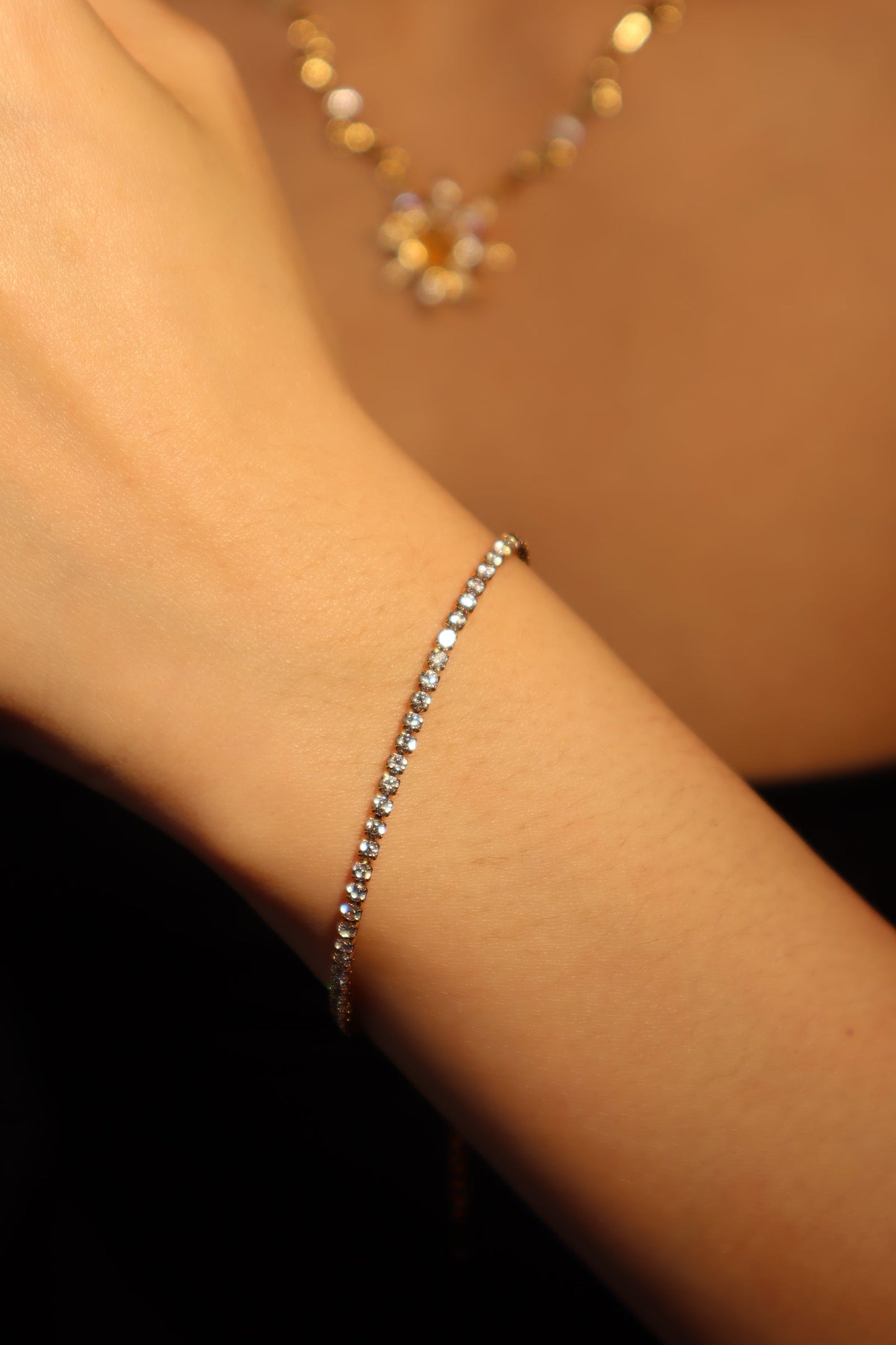 18K Gold Stainless Steel Multi Diamond Tennis Bracelet