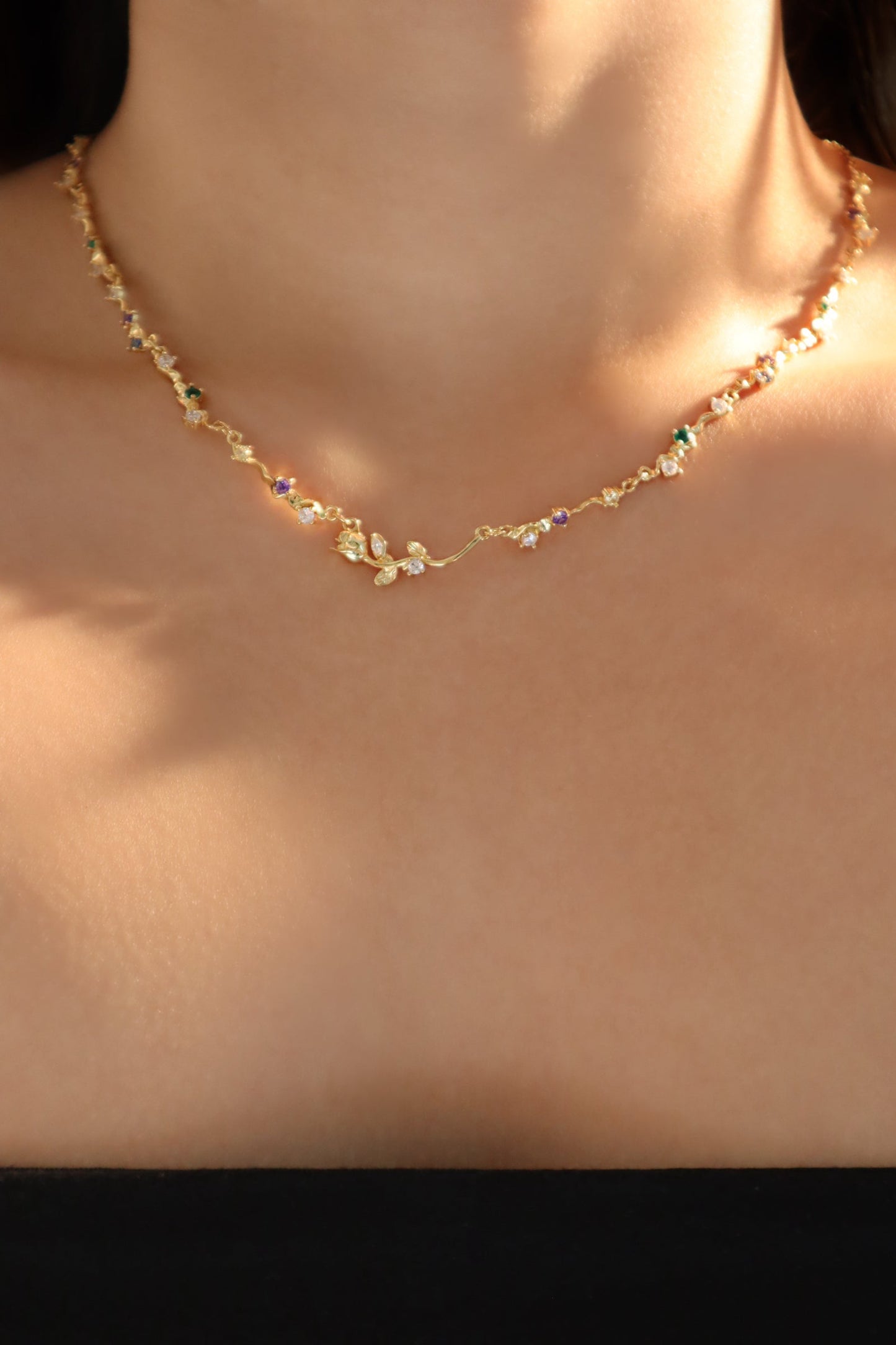 18K Real Gold Plated Rose Garden Necklace