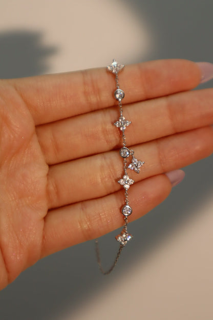 925 Sterling Silver Multi Starlight Petal Bracelet