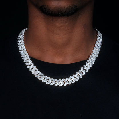 13mm Curved Clasp Baguette Prong Cuban Chain
