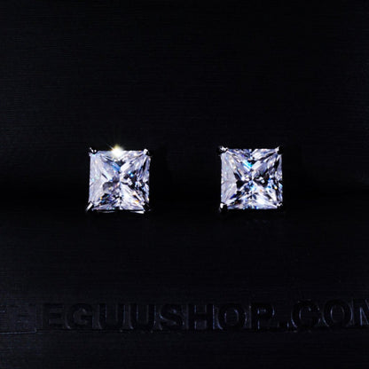 2.40 Carat VVS Moissanite Princess Cut Stud Earrings